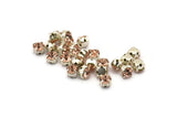 12 Light Peach Crystal Rhinestone Beads With 4 Holes Brass Setting for SS24, Charms, Pendants, Earrings - 5.3mm SS24