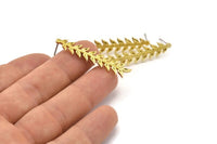 Pirinç Yaprak Küpe, 4 Ham Pirinç Yaprak Küpe, Bulgular (41x9x1,5 mm) N1714