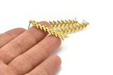 Pirinç Yaprak Küpe, 4 Ham Pirinç Yaprak Küpe, Bulgular (41x9x1,5 mm) N1714