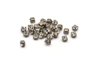 12 Crystal Rhinestone Beads With 4 Holes Brass Setting for SS24, Charms, Pendants, Earrings - 5.3mm SS24