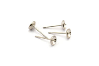 Stainless Steel Post, 100 Stainless Steel Earring Posts With Gluing Pin Bowl Pad (15mm) A0528