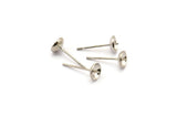 Stainless Steel Post, 100 Stainless Steel Earring Posts With Gluing Pin Bowl Pad (5mm) A0528