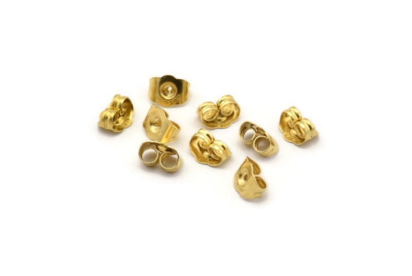 Brass Back Stoppers, 125 Raw Brass Earring Studs Back Stoppers (7x6x4mm) D1105