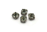20 Ss47 Black Diamond Chaton Sew On Crystal Rhinestone Gunmetal Prong Setting 4 Hole Slider