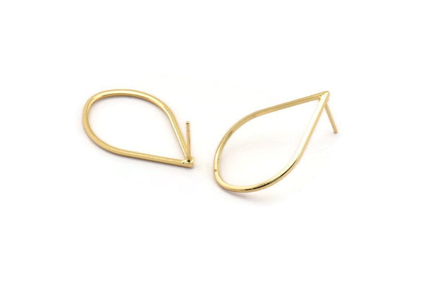 Gold Drop Earrings, 4 Gold Plated Brass Drop Stud Earrings (29x18x1mm) A1705 A2006