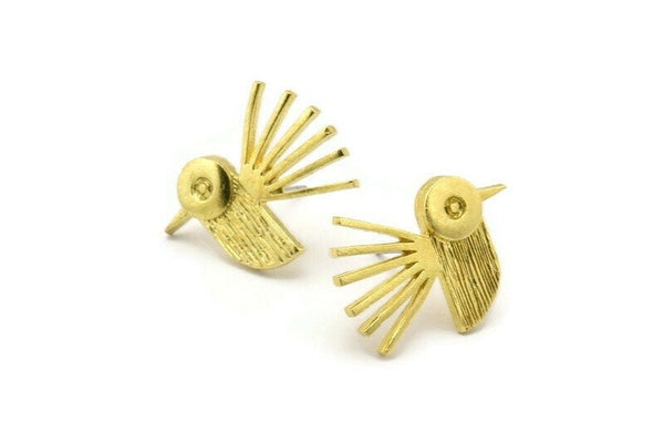Pirinç Kuş Küpe, 4 Ham Pirinç Kuş Küpe (20x15x1,5 mm) N1688