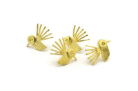 Pirinç Kuş Küpe, 4 Ham Pirinç Kuş Küpe (20x15x1,5 mm) N1688