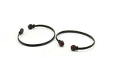 Black Round Cuff, Oxidized Black Brass Round Cuff Stone Setting With 2 Pads - Pad Size 6mm V110 S1168