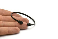 Black Round Cuff, Oxidized Black Brass Round Cuff Stone Setting With 2 Pads - Pad Size 6mm V110 S1168
