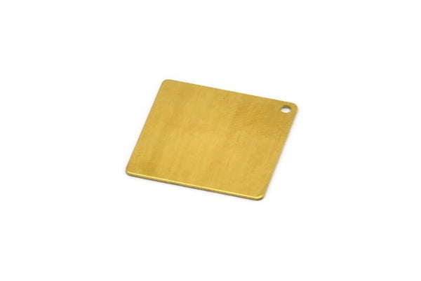 Square Earring Finding, 12 Raw Brass Square Stamping Charms, Pendants With 1 Hole (20x20mm) A0061