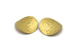 Brass Hammered Disc, 10 Raw Brass Hammered Wavy Discs Without Holes (28mm) B0114
