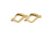 Plain Leverback Earring, 50 Raw Brass Plain Leverback Earring Findings (13x10mm) Brsl 90 A0961