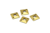 Brass Square Charm, 100 Raw Brass With 2 Holes Square Connector Findings , Charms (9mm) Brs 383 A0134
