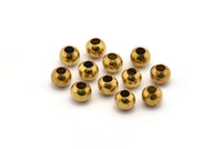 50 Raw Brass Ball Beads, Findings (6mm) A0745