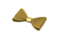 Wire Mesh Bow, 2 Raw Brass Wire Mesh Bow Findings (62x35mm) D140--c051