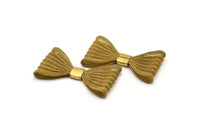 Wire Mesh Bow, 2 Raw Brass Wire Mesh Bow Findings (62x35mm) D140--c051