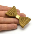 Wire Mesh Bow, 2 Raw Brass Wire Mesh Bow Findings (62x35mm) D140--c051