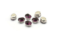 10 Purple Amethyst Swarovski Crystal Silver Prong Setting 10x8 Mm Y257