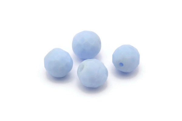 24 Pcs Czech Glass Ice Blue 9 Mm Faceted Beads Cf-03 CF06