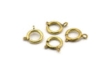 12mm Brass Clasps - 20 Raw Brass Round Ring Clasps (12mm) 1709  A0429