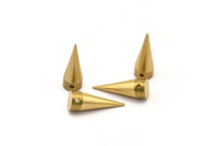 Brass Spike Pendant, 5 Raw Brass Spike Tribal Pendants (20x7mm) A0763