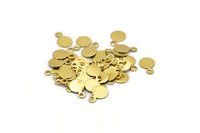 Geometric Blank Charms, 100 Raw Brass Cabochon Tags, Stamping Tags (6mm) Brs 88 A0217