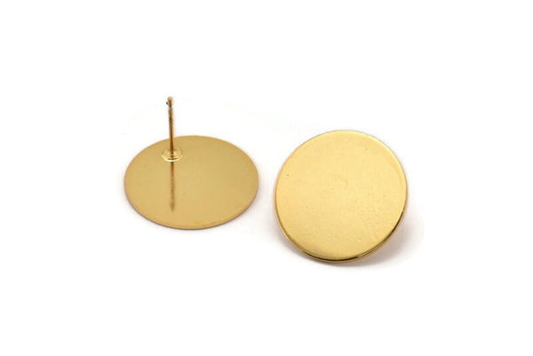 Gold Circle Earring, 2 Gold Plated Brass Circle Stud Earrings (21x0.90mm) M966 A2016