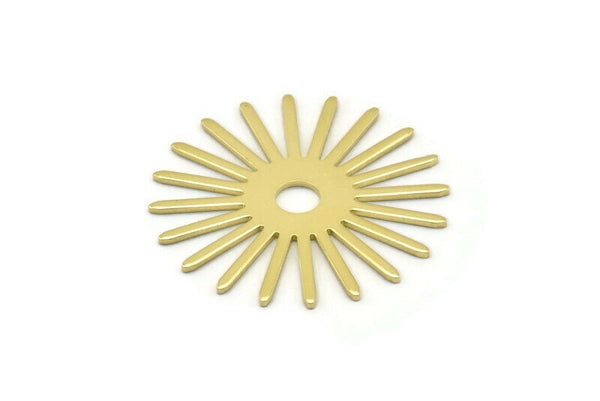 Brass Sun Blank, 6 Raw Brass Sun Blanks, Findings, Connectors (30x0.80mm) M02591