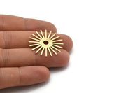 Brass Sun Blank, 6 Raw Brass Sun Blanks, Findings, Connectors (30x0.80mm) M02591