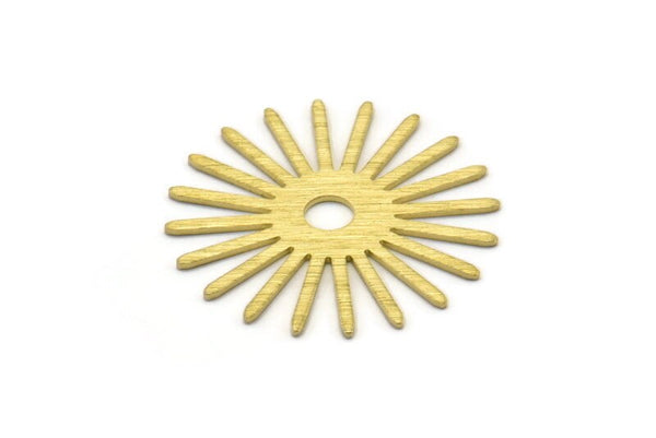 Brass Sun Blank, 6 Textured Raw Brass Sun Blanks, Findings, Connectors (30x0.80mm) M02592
