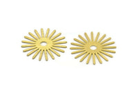 Brass Sun Blank, 6 Textured Raw Brass Sun Blanks, Findings, Connectors (30x0.80mm) M02592