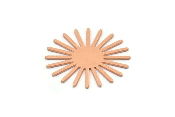 Copper Sun Blank, 4 Raw Copper Sun Blanks, Findings, Connectors (30x0.80mm) M02595