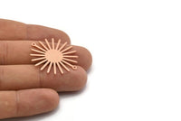 Copper Sun Charm, 4 Raw Copper Sun Charms With 2 Loops, Connectors (33x30x0.80mm) M02597