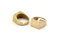 Brass Rectangle Ring, 2 Raw Brass Rectangle Shaped Adjustable Ring Settings, Stamping Rectangle Ring Base (17mm) SY0022