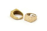 Brass Rectangle Ring, 2 Raw Brass Rectangle Shaped Adjustable Ring Settings, Stamping Rectangle Ring Base (17mm) SY0022