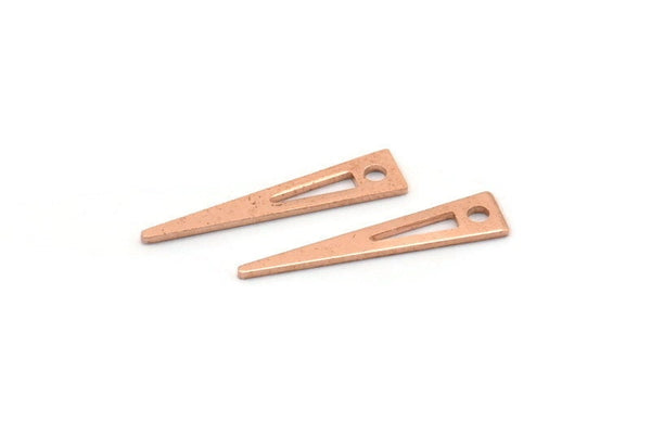 Copper Triangle Charm, 48 Raw Copper Triangle Charms With 1 Hole, Pendants, Findings (20x4x0.70mm) M02611