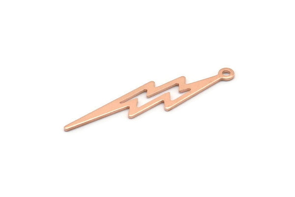 Copper Lightning Charm, 12 Raw Copper, Copper Lightning Charms With 1 Loop (35x8x0.70mm) M02609