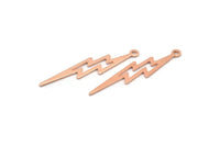 Copper Lightning Charm, 12 Raw Copper, Copper Lightning Charms With 1 Loop (35x8x0.70mm) M02609