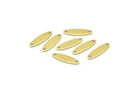 Brass Marquise Charm, 50 Raw Brass Oval Charms With 2 Holes, Connector (14x4x0.80mm) M02579
