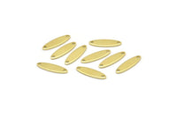 Brass Marquise Charm, 50 Raw Brass Oval Charms With 2 Holes, Connector (14x4x0.80mm) M02579