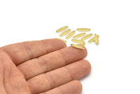 Brass Marquise Charm, 50 Raw Brass Oval Charms With 2 Holes, Connector (14x4x0.80mm) M02579