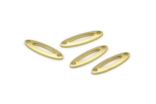 Brass Marquise Charm, 50 Raw Brass Oval Charms With 2 Holes, Connector (14x4x0.80mm) M02580