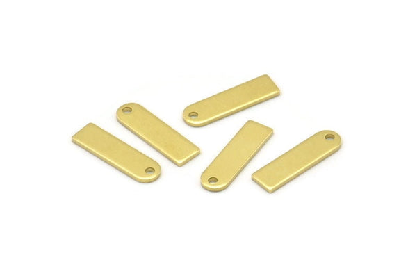 Pirinç Charm, 1 Delikli 50 Ham Pirinç Dikdörtgen Charm, Geometrik Boşluklar, Charmlar (14x4x0,80 mm) M02583