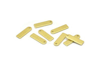 Pirinç Charm, 1 Delikli 50 Ham Pirinç Dikdörtgen Charm, Geometrik Boşluklar, Charmlar (14x4x0,80 mm) M02583