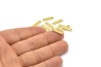 Pirinç Charm, 1 Delikli 50 Ham Pirinç Dikdörtgen Charm, Geometrik Boşluklar, Charmlar (14x4x0,80 mm) M02583