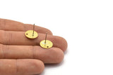 Brass Round Earring, 12 Textured Raw Brass Round Stud Earrings With 1 Hole, Stamping Tags (12x0.40mm) A1852 A2422