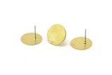 Brass Round Earring, 12 Textured Raw Brass Round Stud Earrings With 1 Hole, Stamping Tags (16x0.40mm) A1880 A2369