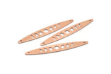 Copper Oval Charm, 8 Raw Copper, Copper Charms, Copper Oval Moon Phases Charms With 2 Holes (50x7x0.80mm) M02493