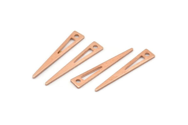 Copper Triangle Charm, 50 Raw Copper Triangle Charms With 1 Hole, Blanks (26x4.5x0.80mm) M02507