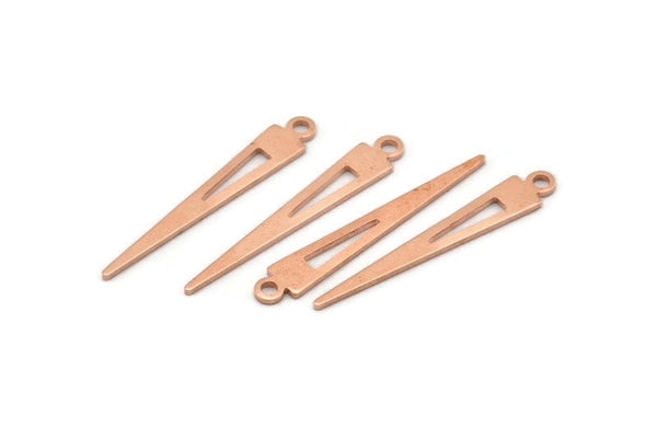 Copper Triangle Charm, 50 Raw Copper Triangle Charms With 1 Loop, Blanks (29x4.5x0.80mm) M02508